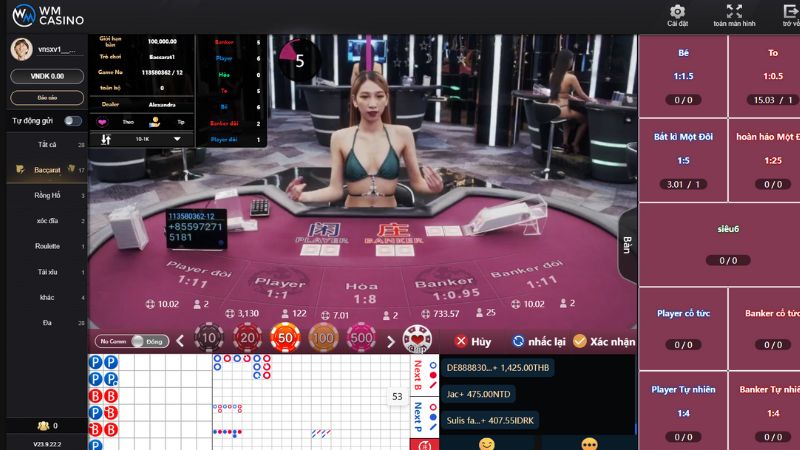 Game Baccarat siêu kinh điển tại sảnh casino WM SODO